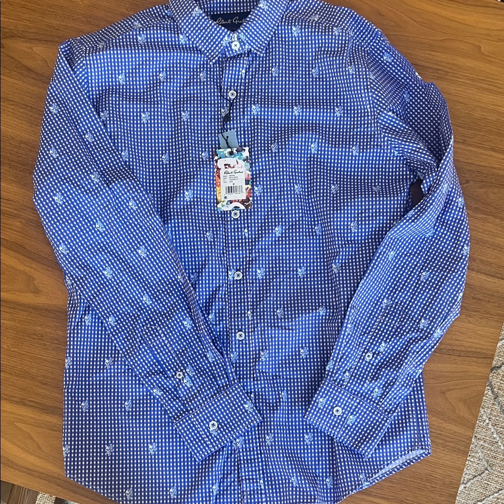 NWT Robert Graham - Bryson tailored shirt. Blue, White and Red Gingham Shirt
